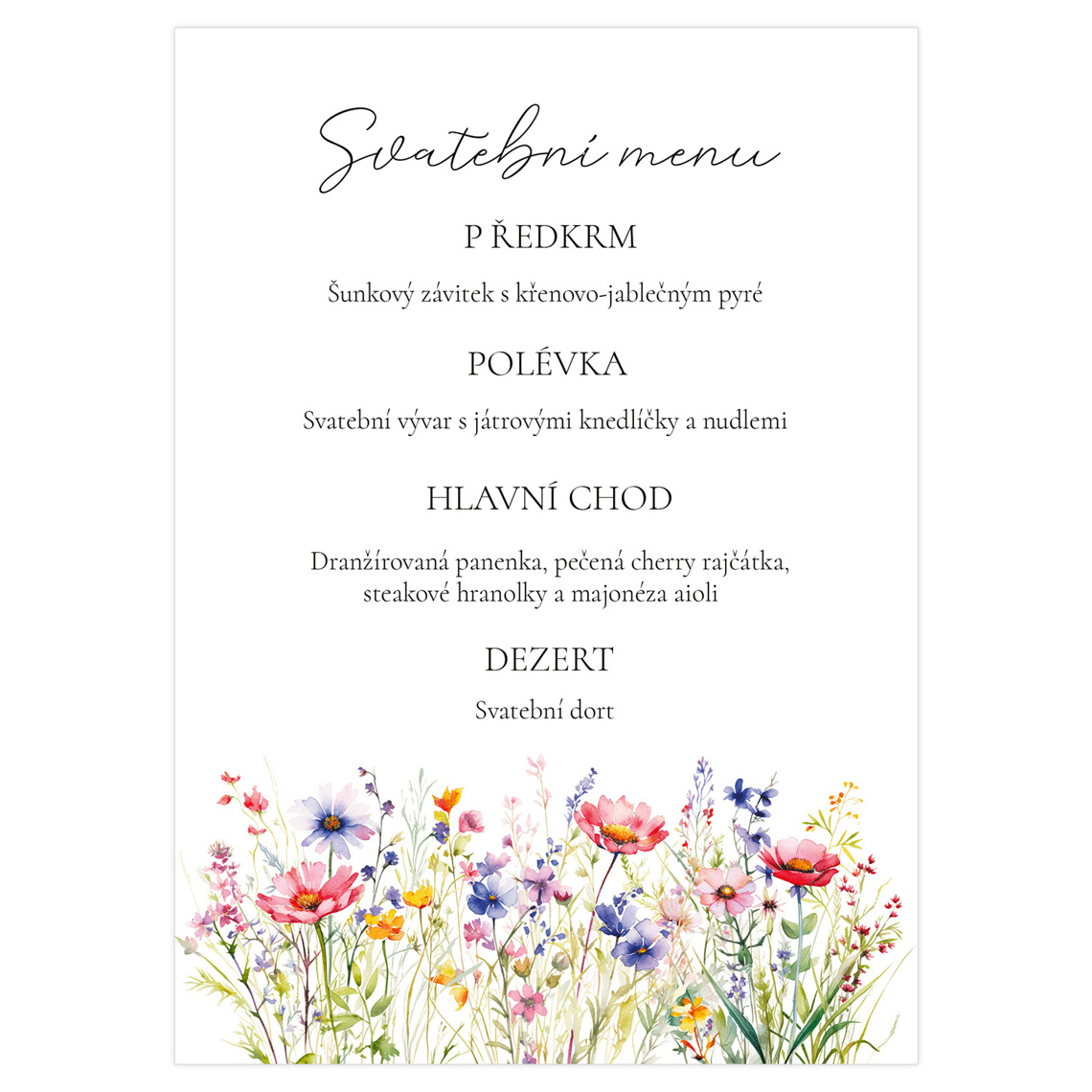 Svatební menu 356 připravené pro svatební menu