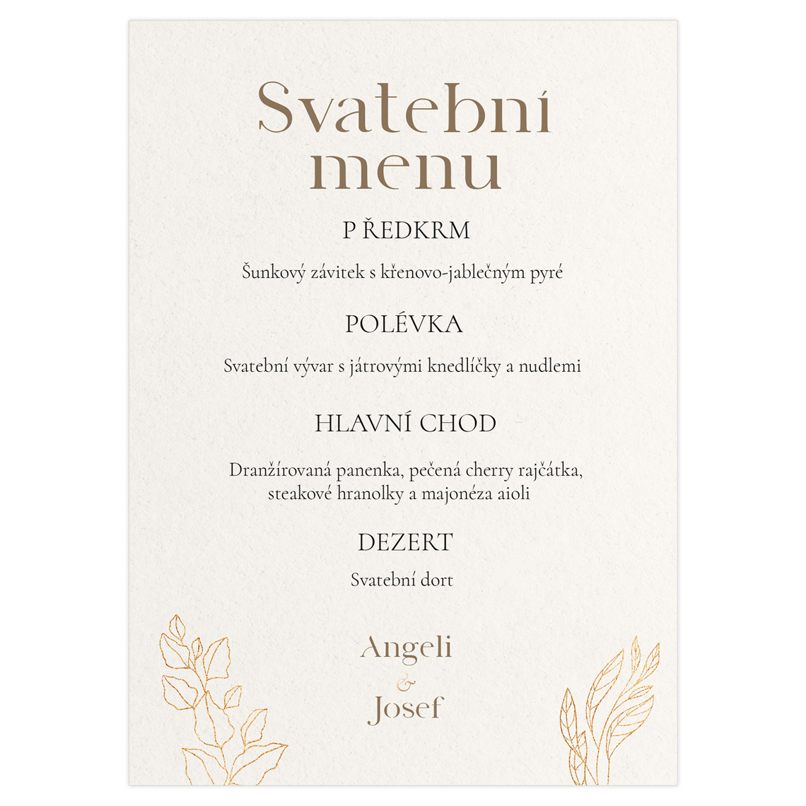Svatební menu 357 připravené pro svatební menu