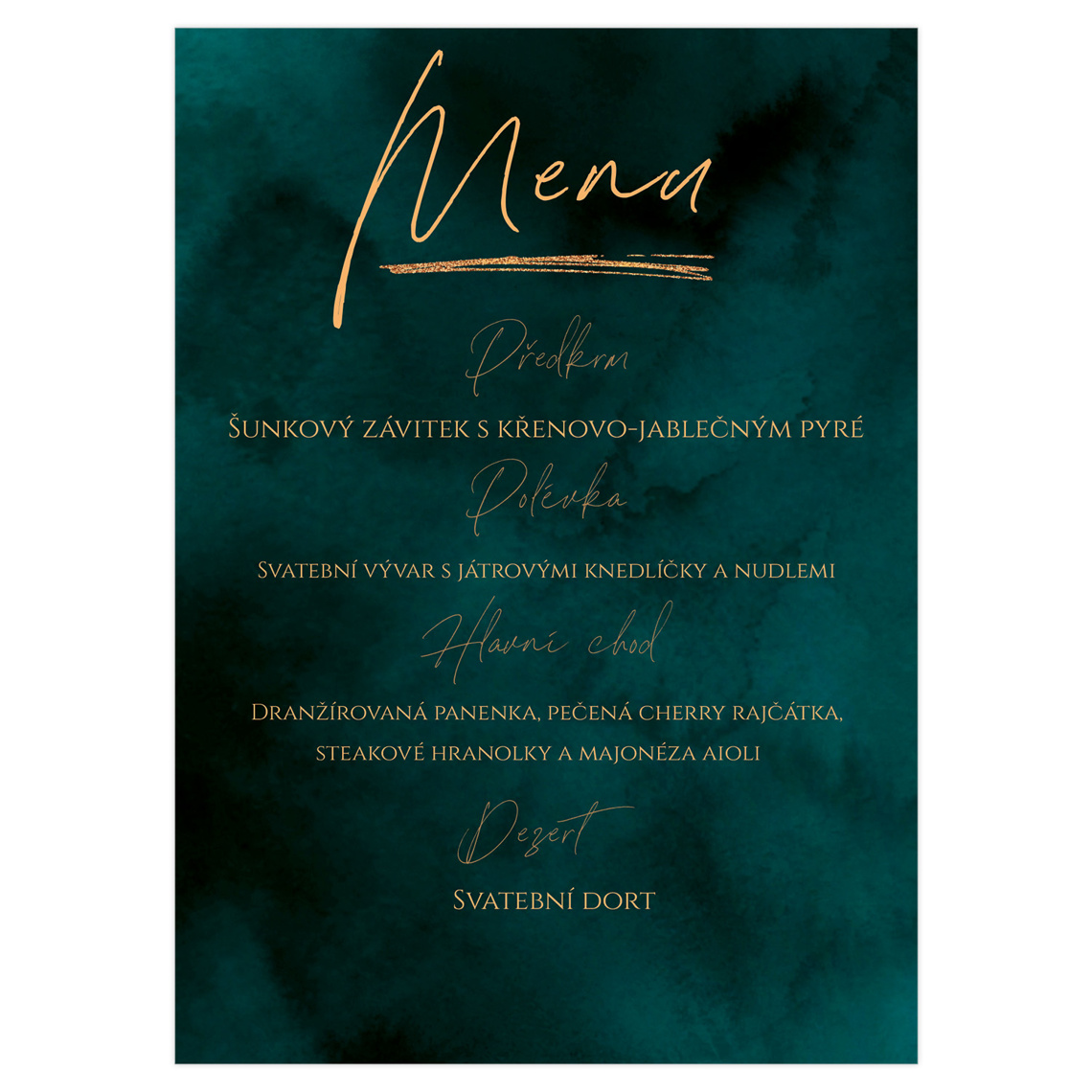 Svatební menu 362 připravené pro svatební menu