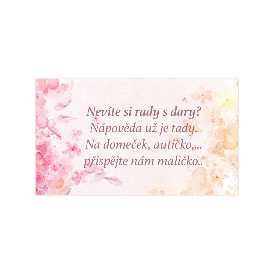 Žádost o dar 260 - kartička se žádostí o svatební dar